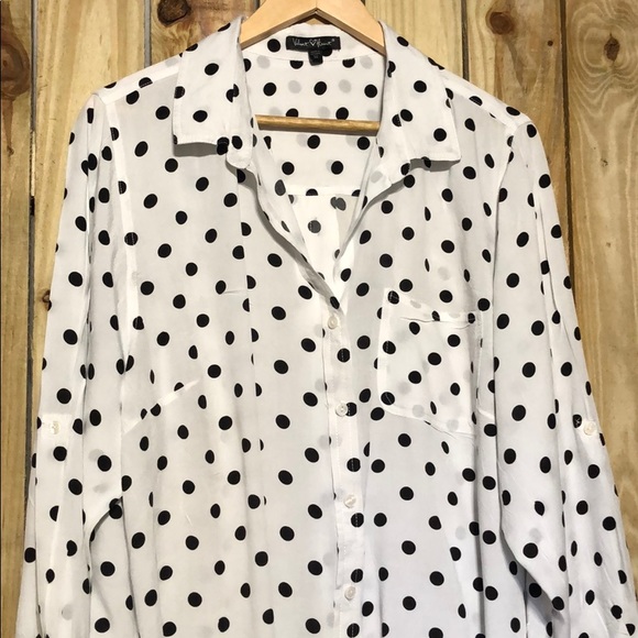Velvet Heart WHITE polka dot button top - Picture 3 of 5